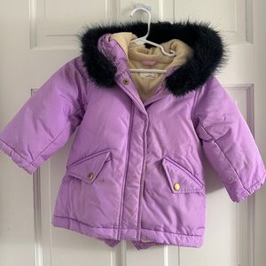 JCrew Crewcuts Toddler Girls Fur Hooded Parka 2T